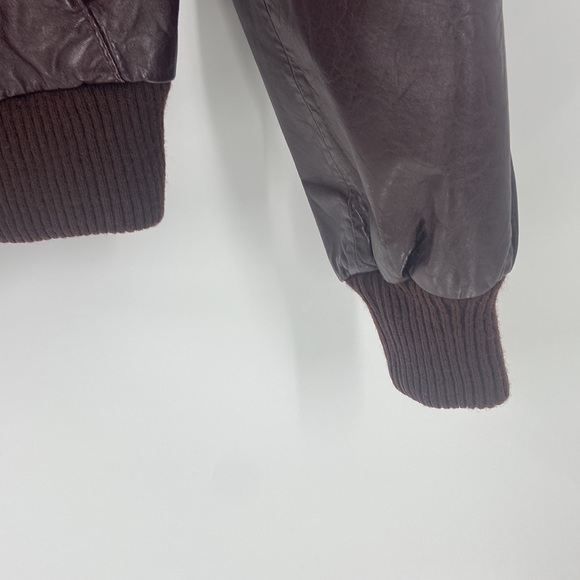 Brown leather zip front bomber jacket size 38 - Picture 7 of 16